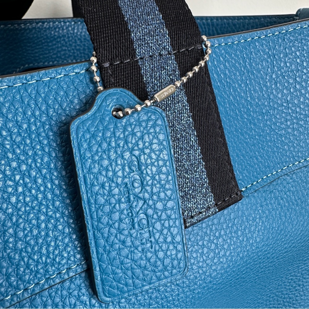 Coach Jes Tote Horse and Carriage Leather Silver Blue Jay 1896 - Picture 9 of 17